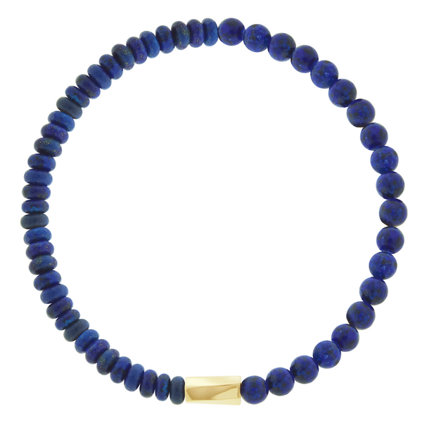 luis morais Large Twisted Hexagon on Lapis Bead Bracelet