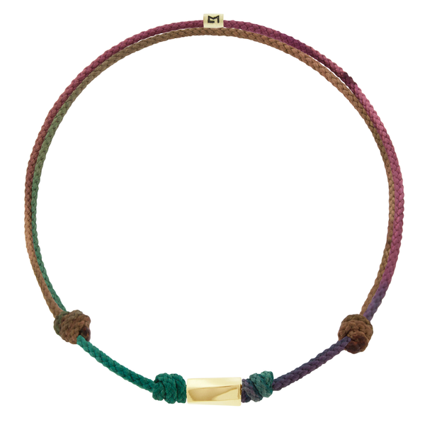 luis morais Large Twisted Hexagon on Moody Rainbow Cord Bracelet