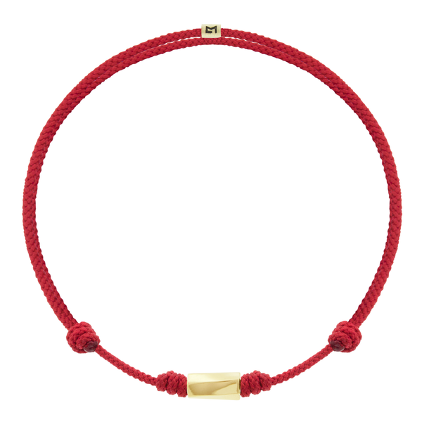 luis morais Large Twisted Hexagon on Red Cord Bracelet
