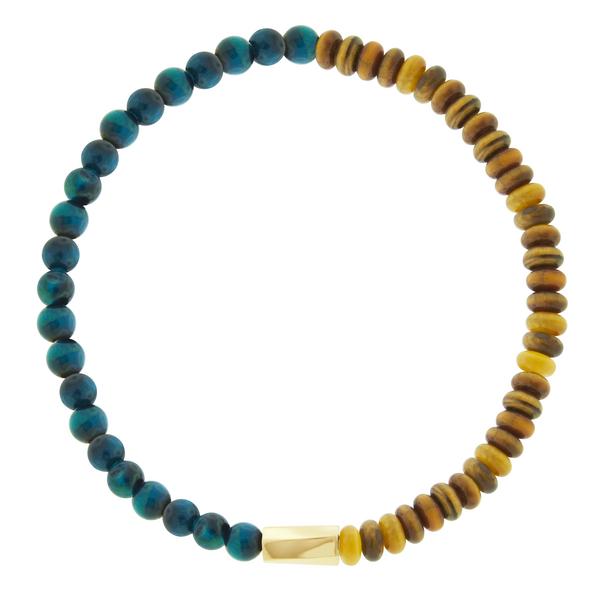 luis morais Large Twisted Hexagon on Tiger's Eye Bead Bracelet