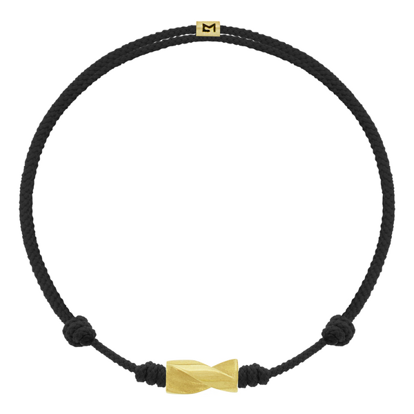luis morais Long Gold Drill Bit on Black Cord Bracelet