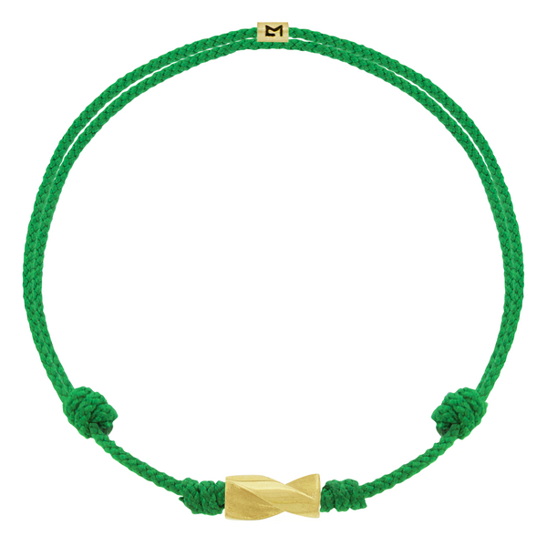 luis morais Long Gold Drill Bit on Evergreen Cord Bracelet