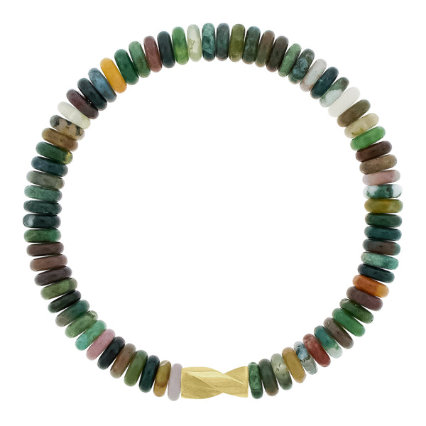 luis morais Long Gold Drill Bit on Indian Agate Bracelet