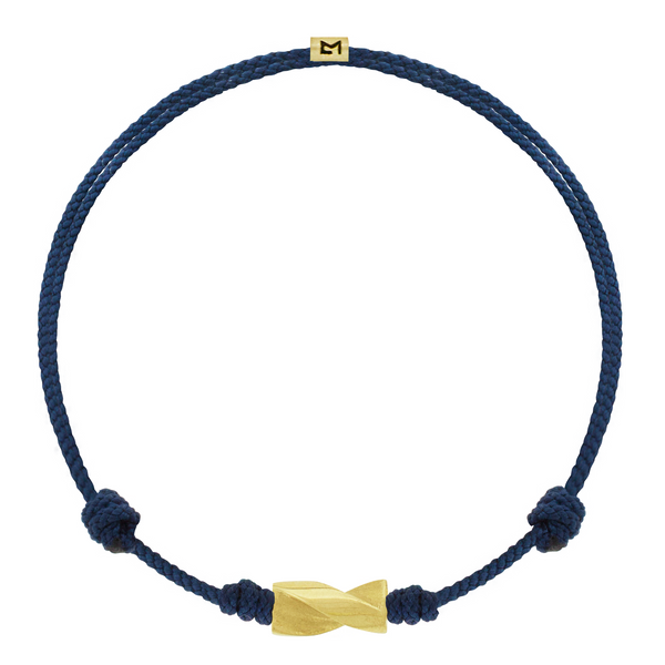 luis morais Long Gold Drill Bit on Navy Cord Bracelet