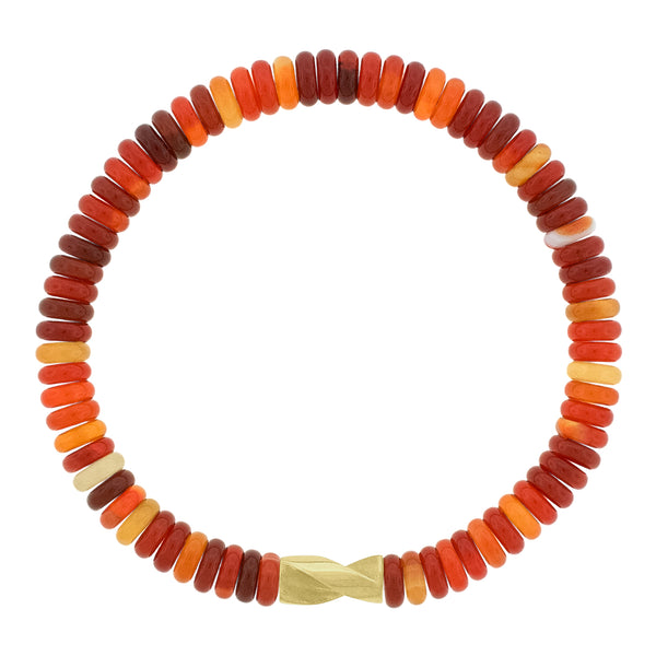 luis morais Long Gold Drill Bit on Red Agate Bracelet