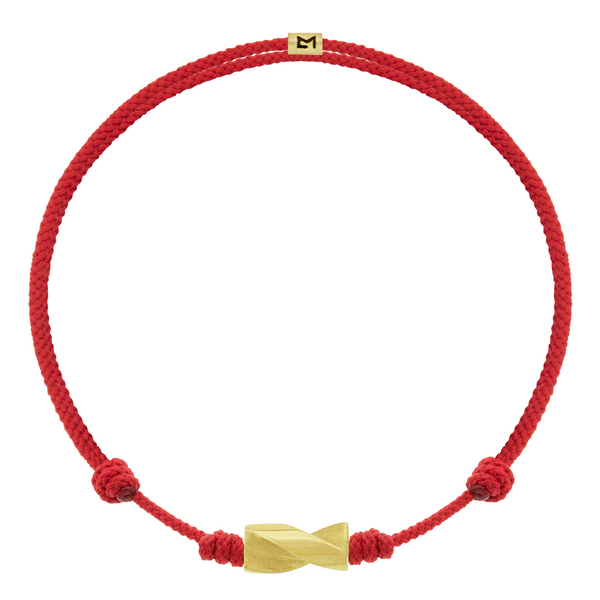 luis morais Long Gold Drill Bit on Red Cord Bracelet