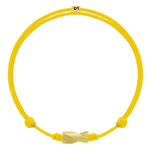 luis morais Long Gold Drill Bit on Yellow Cord Bracelet