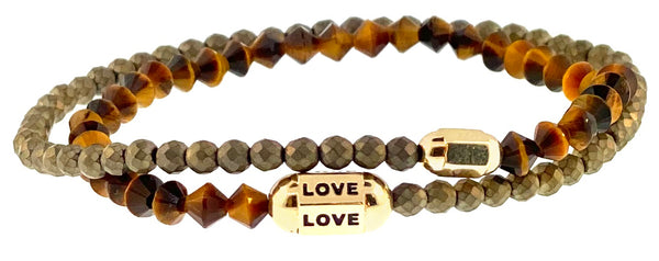 luis morais LOVE Hexagon Bolt Double Wrap Beaded Bracelet