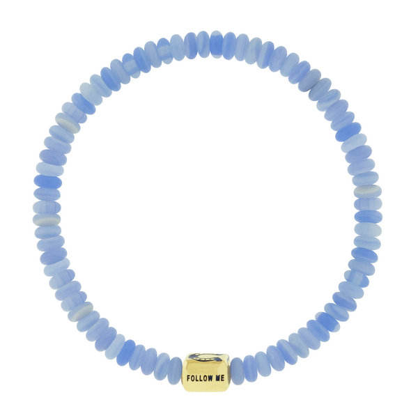 Luis Morais LUCKY HORSESHOE Ingot On Chalcedony Bead Bracelet