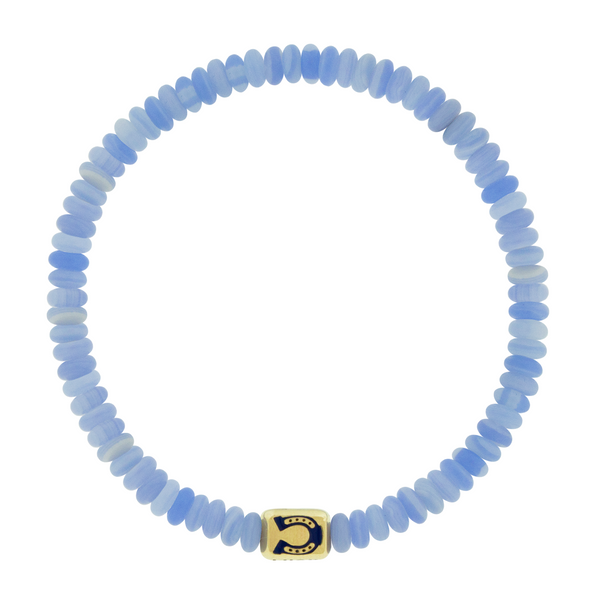 luis morais LUCKY HORSESHOE Ingot on Chalcedony Bead Bracelet