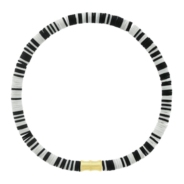 luis morais Bamboo Tube on B&W Vinyl Bead Bracelet
