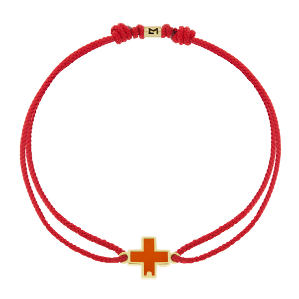luis morais Carnelian Cross on Red Cord Bracelet