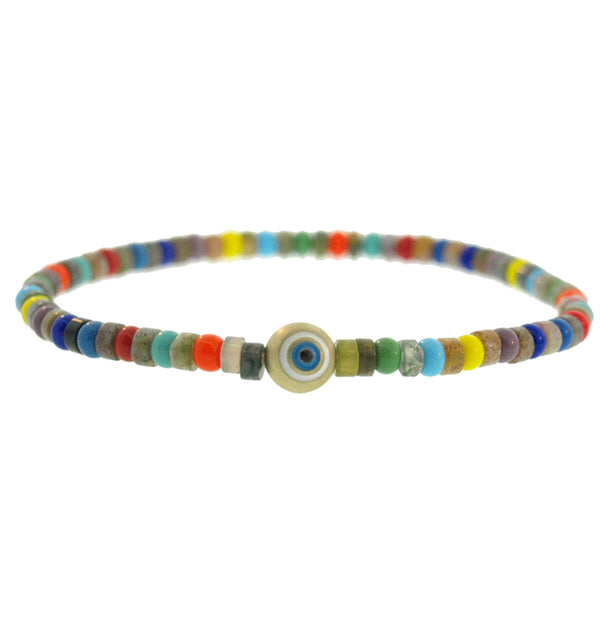 luis morais Enameled Evil Eye Ball Beaded Bracelet