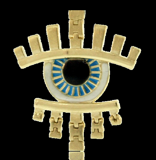 Luis Morais Enameled Eye Pendant Necklace