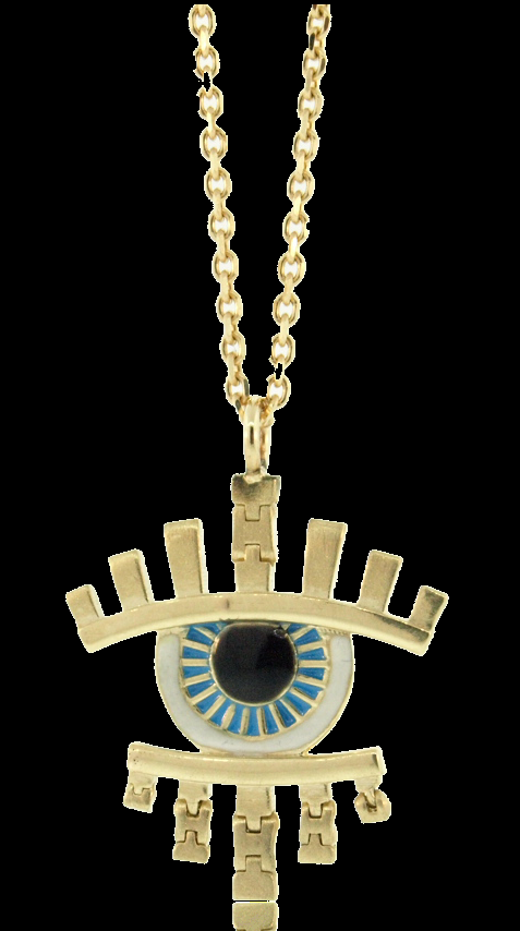 luis morais Enameled Eye Pendant Necklace