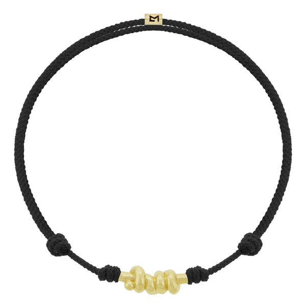 luis morais Entangled Knot on Black Cord Bracelet