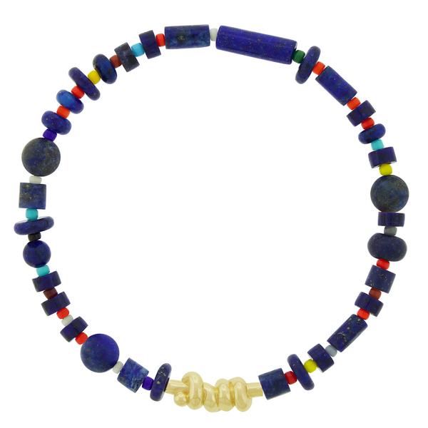 luis morais Entangled Knot on Lapis Bead Bracelet