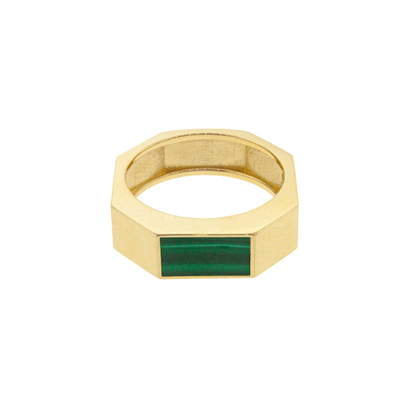 Luis Morais Gemstone Geo Ring With Malachite