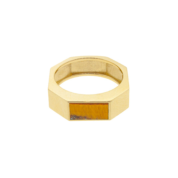 Luis Morais Gemstone Geo Ring With Tiger's Eye