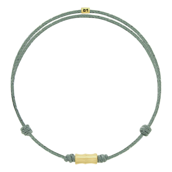 luis morais Gold Bamboo Tube on Grey Cord Bracelet