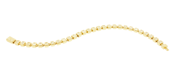 Luis Morais Gold Ingot Link Bracelet With Diamonds