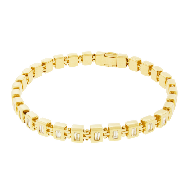 Luis Morais Gold Ingot Link Bracelet With Diamonds
