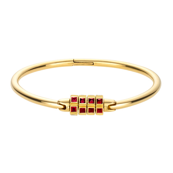 luis morais Gold Lock Bracelet With Rubies