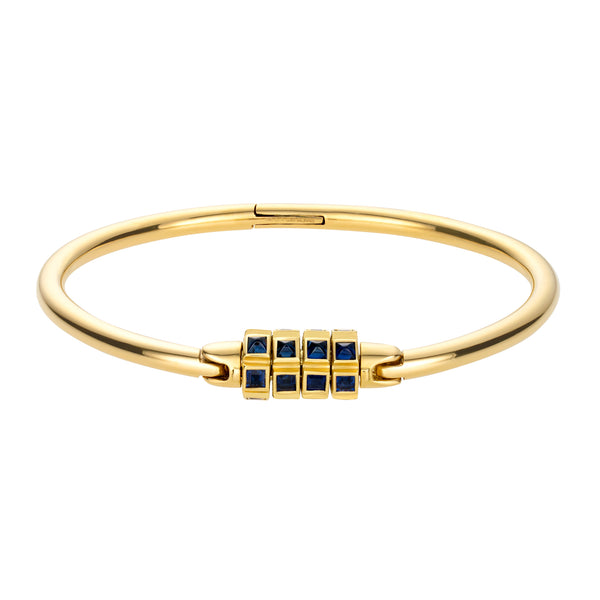 luis morais Gold Lock Bracelet With Sapphires