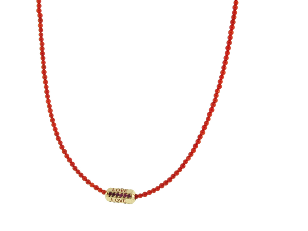 Luis Morais Gold Love Beaded Necklace With Rubies