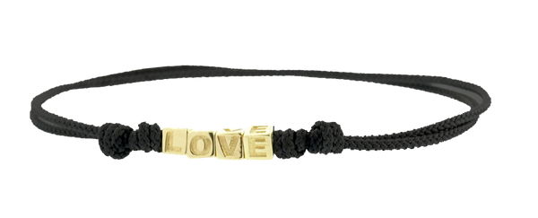 luis morais Gold LOVE Cubes On Cord Bracelet