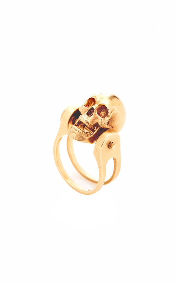 Luis Morais Gold Skull With Moving Jaw Ring
