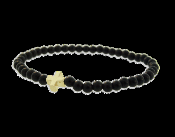 luis morais Greek Cross on Onyx Bead Bracelet