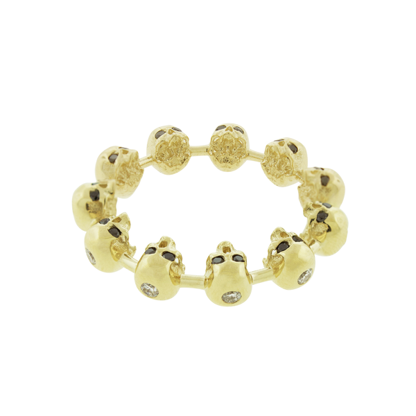 Luis Morais Half-Skull Gold Ring With Diamonds