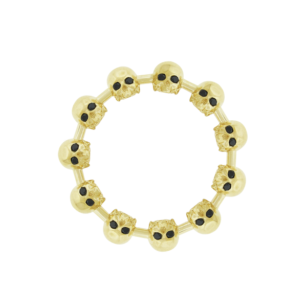 luis morais Half-Skull Gold Ring with Diamonds