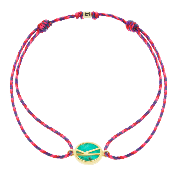 luis morais Large Turquoise Initial Cord Bracelet