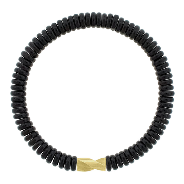 luis morais Long Gold Drill Bit on Onyx Bracelet