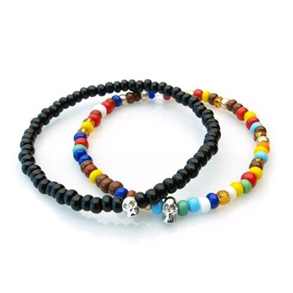 luis morais Mini White Gold Skull Bracelet