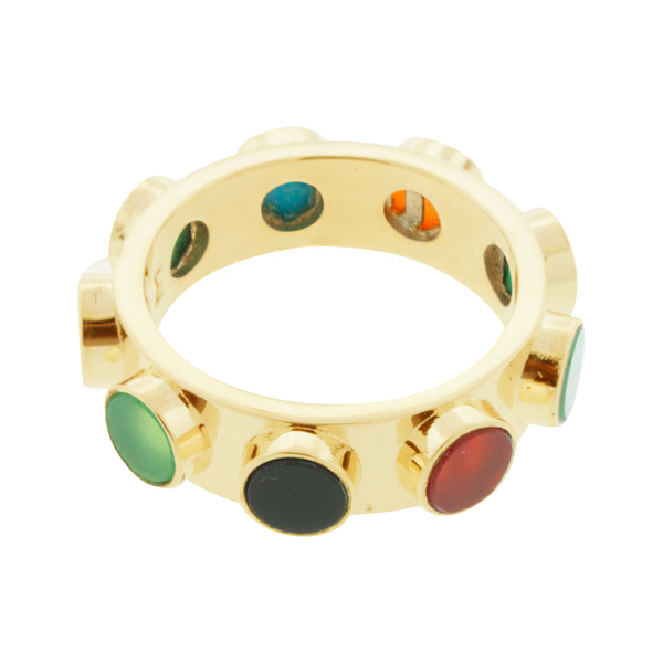 Luis Morais Multi Gemstone Circle Lego Ring