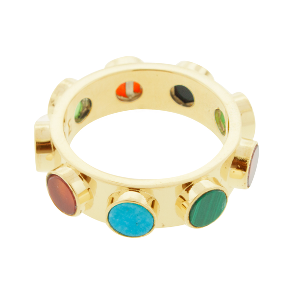 luis morais Multi Gemstone Circle Lego Ring