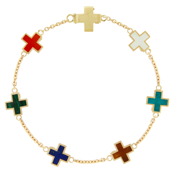 Luis Morais Multi Gemstone Cross Chain Bracelet