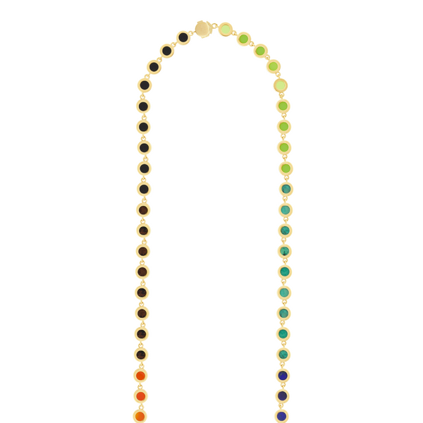 Luis Morais Multi Gemstone Gold Link Necklace