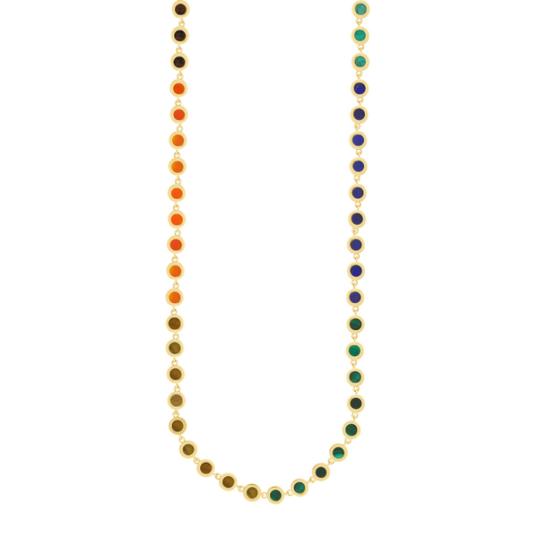 luis morais Multi Gemstone Gold Link Necklace