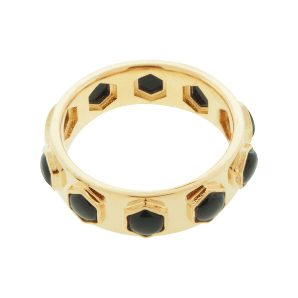 luis morais Onyx Cabochon Hexagon Lego Ring