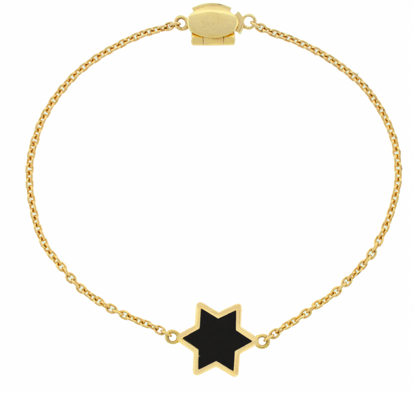 luis morais Onyx Gemstone Star on Chain Bracelet