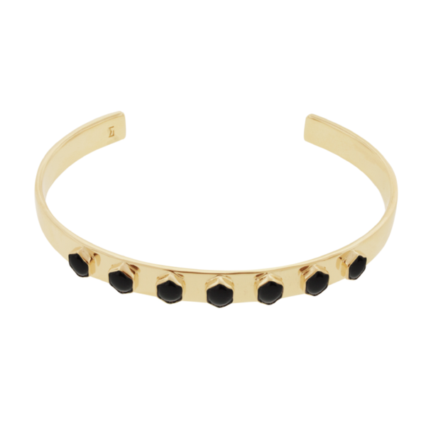 Luis Morais Onyx Hexagon Gold Lego Cuff