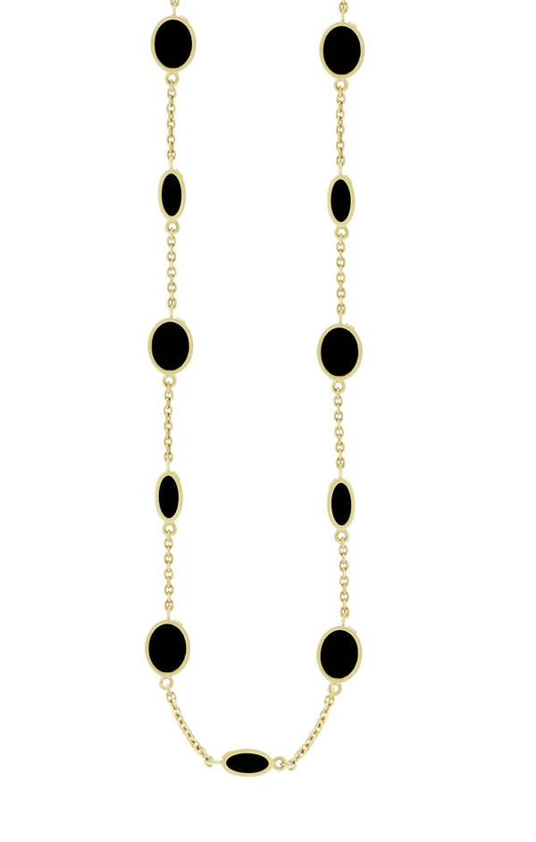 Luis Morais Onyx Oval Gemstone Gold Chain Necklace