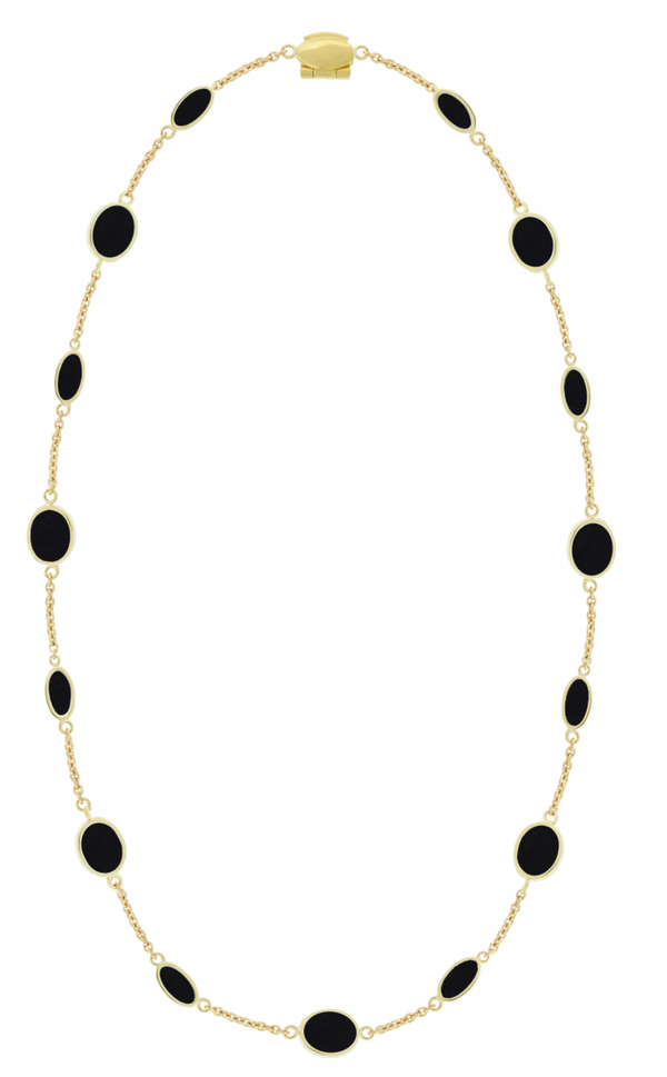luis morais Onyx Oval Gemstone Gold Chain Necklace
