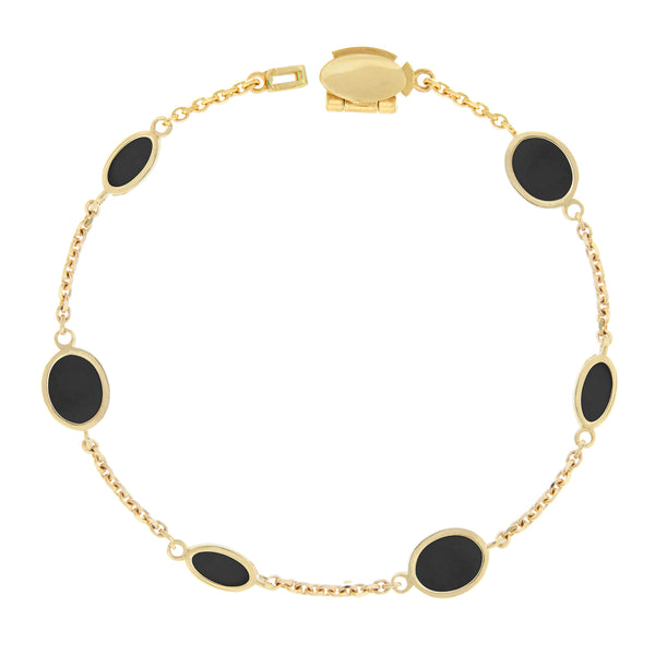 Luis Morais Onyx Oval Gold Chain Bracelet