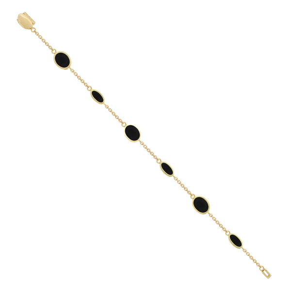 Luis Morais Onyx Oval Gold Chain Bracelet