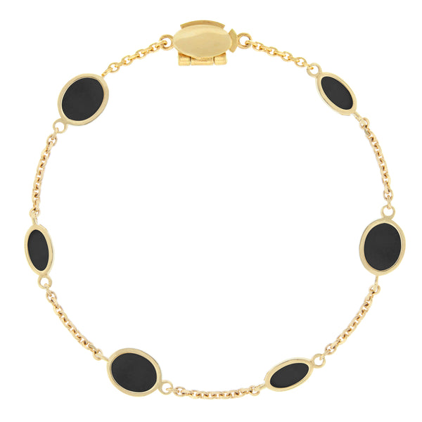 Luis Morais Onyx Oval Gold Chain Bracelet